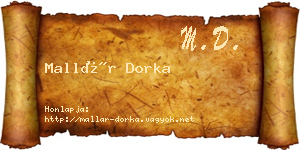 Mallár Dorka névjegykártya